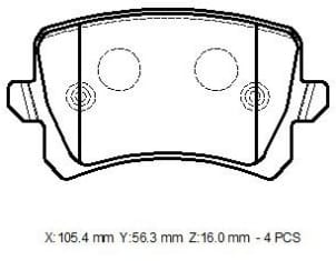 VOLKSWAGEN TIGUAN- 08/11; ARKA FREN BALATASI (DISK)(105,5X56,4X17)(BRAMAX)