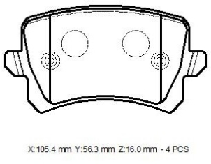 VOLKSWAGEN CC- 13/17; ARKA FREN BALATASI (DISK)(105,5X56,4X17)(BRAMAX)