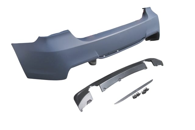 BMW 3 SERI- E90- 05/11; ARKA TAMPON ASTARLI(SEN. YUVALI/KARLIKLI/ÇİFT EGZOS/ ÇEK.KAPAKLI)M-TECH/335İ