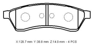 CHEVROLET EPICA- 07/12; ARKA FREN BALATASI (DİSK)(120,7x38,8x14) (BRAMAX)